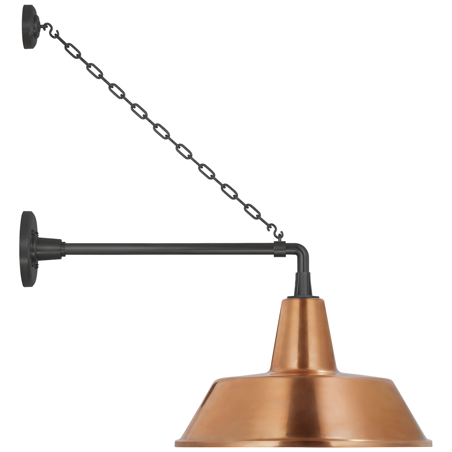 Academy 17.5" Anchored Mack Barn Light | Matte Black | 16 | 16" Soft Copper Bowers Shade