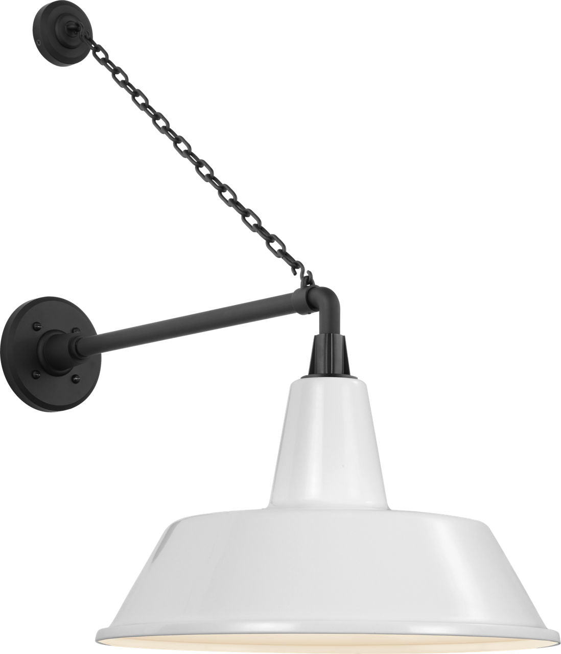 Academy 17.5" Anchored Mack Barn Light | Matte Black | 16 | 16" White Bowers Shade