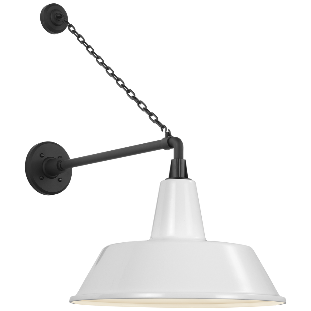 Academy 17.5" Anchored Mack Barn Light | Matte Black | 16 | 16" White Bowers Shade