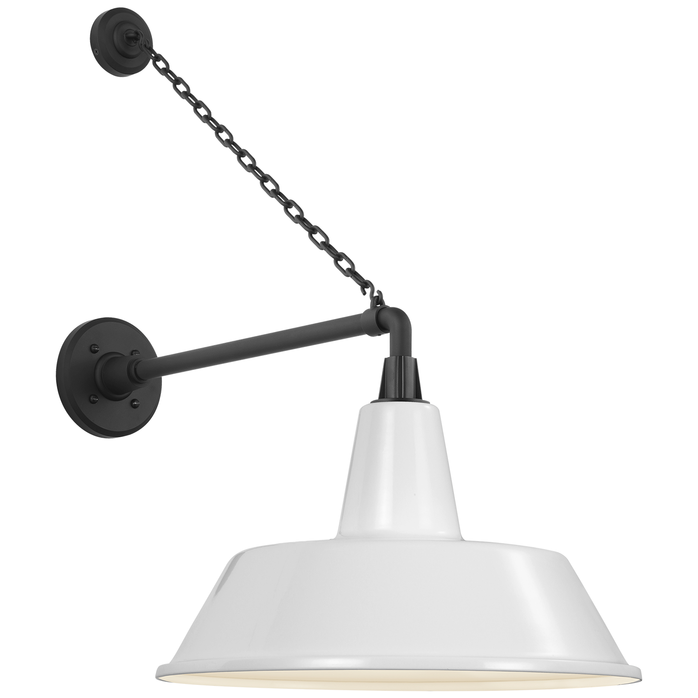 Academy 17.5" Anchored Mack Barn Light | Matte Black | 16 | 16" White Bowers Shade
