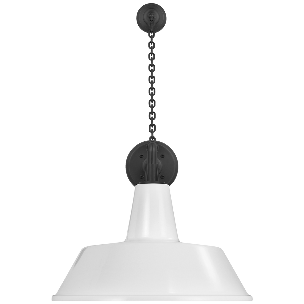 Academy 17.5" Anchored Mack Barn Light | Matte Black | 16 | 16" White Bowers Shade