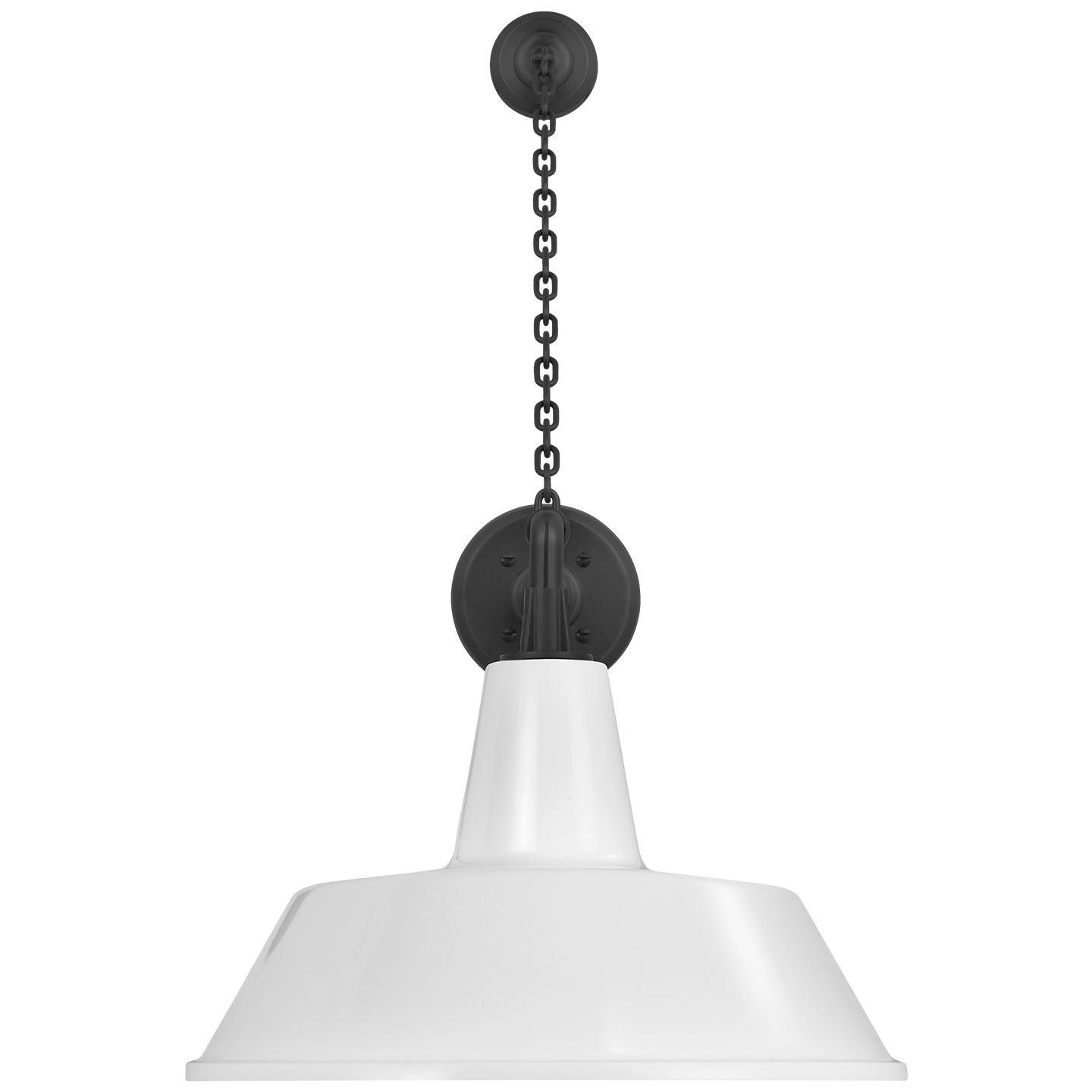 Academy 17.5" Anchored Mack Barn Light | Matte Black | 16 | 16" White Bowers Shade