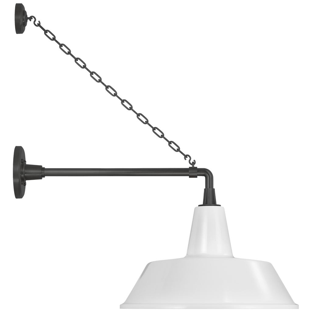 Academy 17.5" Anchored Mack Barn Light | Matte Black | 16 | 16" White Bowers Shade