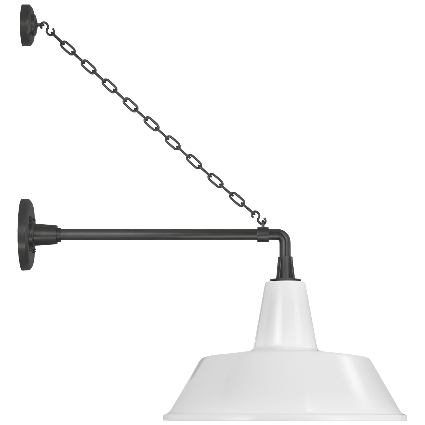 Academy 17.5" Anchored Mack Barn Light | Matte Black | 16 | 16" White Bowers Shade