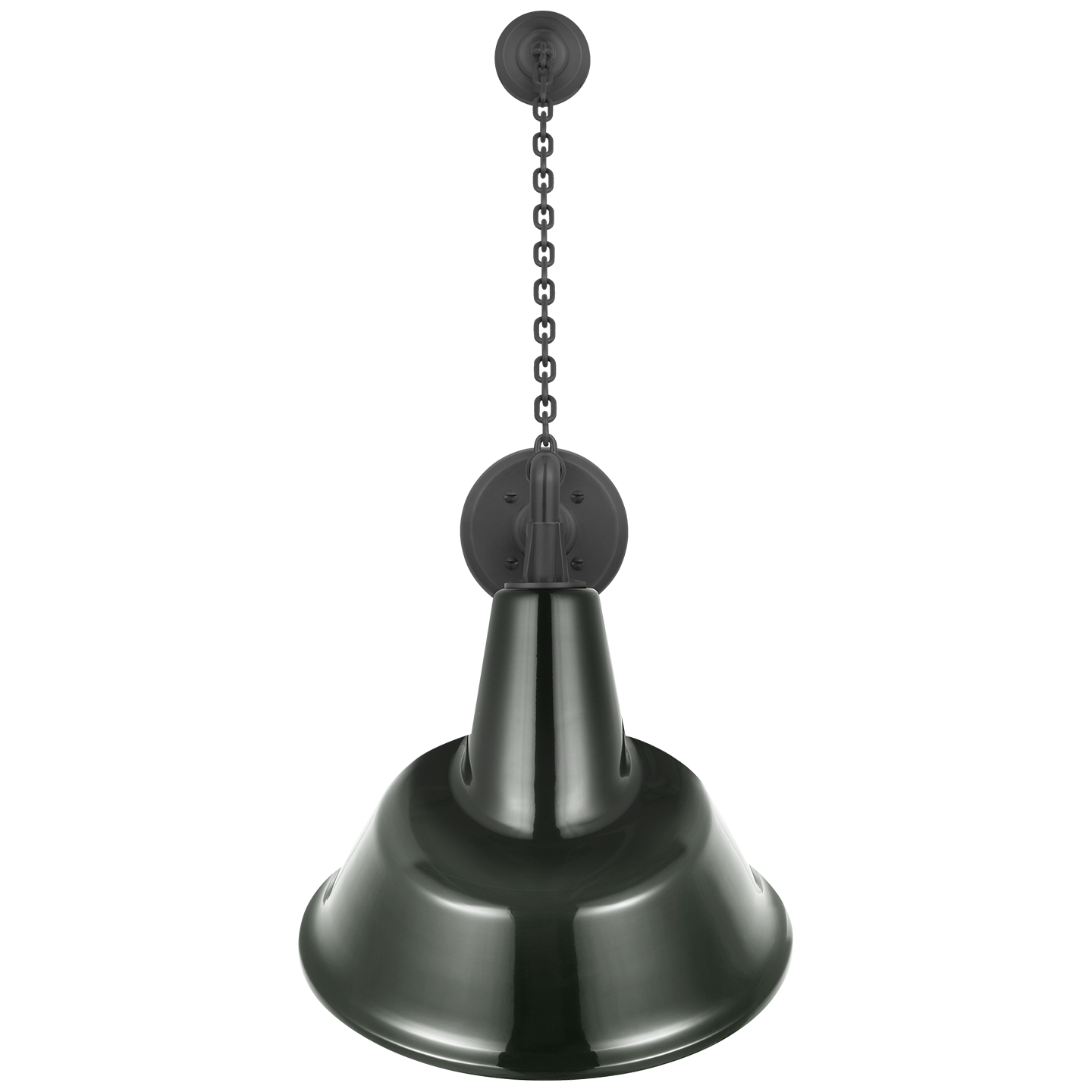 Academy 17.5" Anchored Mack Barn Light | Matte Black | 12.5 | 12.5" Green Tilted Bowers Shade