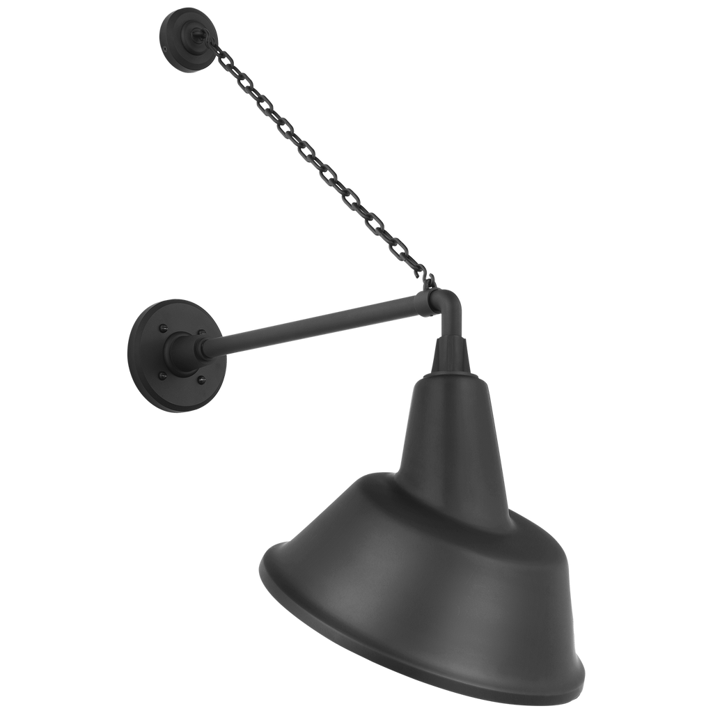 Academy 17.5" Anchored Mack Barn Light | Matte Black | 12.5 | 12.5" Matte Black Tilted Bowers Shade
