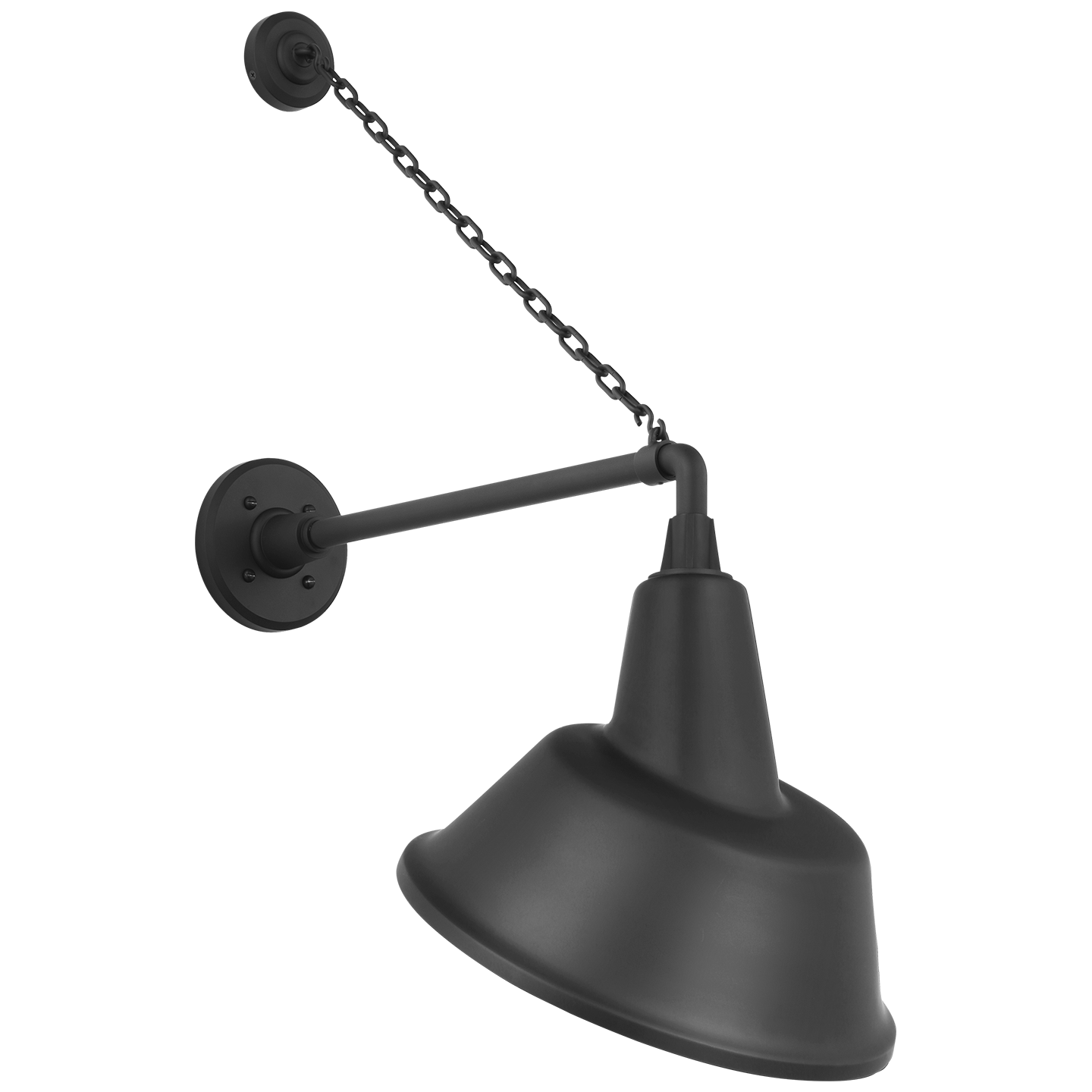 Academy 17.5" Anchored Mack Barn Light | Matte Black | 12.5 | 12.5" Matte Black Tilted Bowers Shade