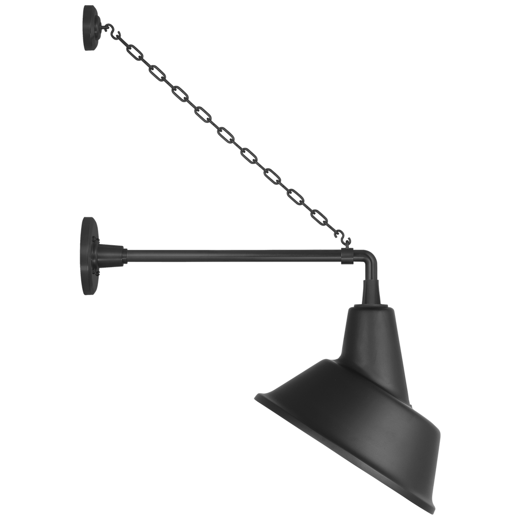 Academy 17.5" Anchored Mack Barn Light | Matte Black | 12.5 | 12.5" Matte Black Tilted Bowers Shade