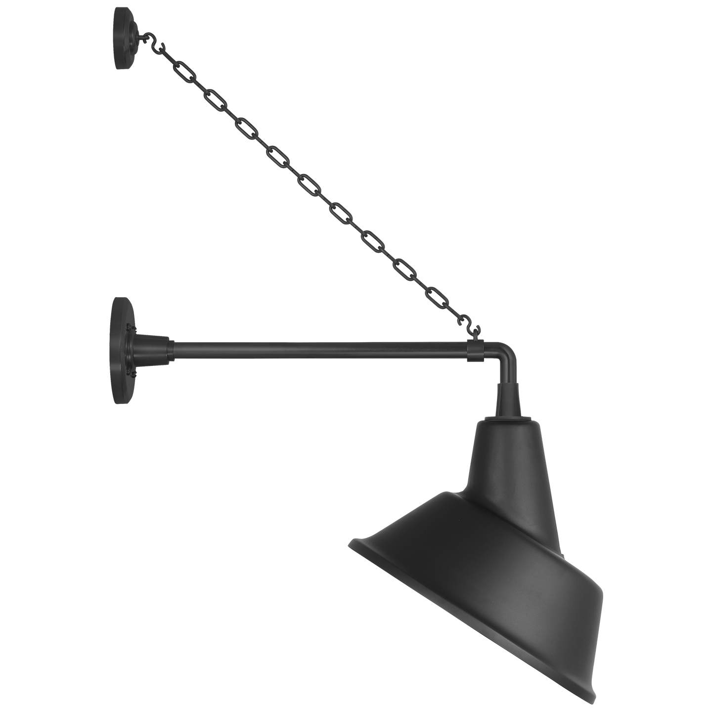 Academy 17.5" Anchored Mack Barn Light | Matte Black | 12.5 | 12.5" Matte Black Tilted Bowers Shade