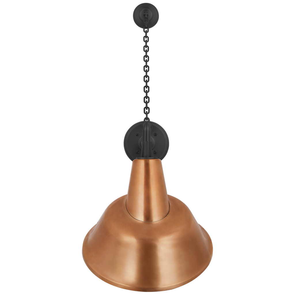 Academy 17.5" Anchored Mack Barn Light | Matte Black | 12.5 | 12.5" Soft Copper Tilted Bowers Shade
