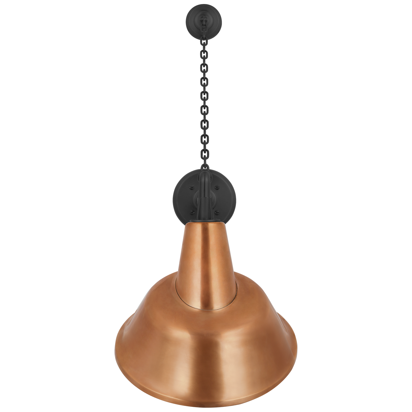 Academy 17.5" Anchored Mack Barn Light | Matte Black | 12.5 | 12.5" Soft Copper Tilted Bowers Shade