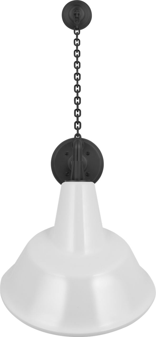 Academy 17.5" Anchored Mack Barn Light | Matte Black | 12.5 | 12.5" White Tilted Bowers Shade