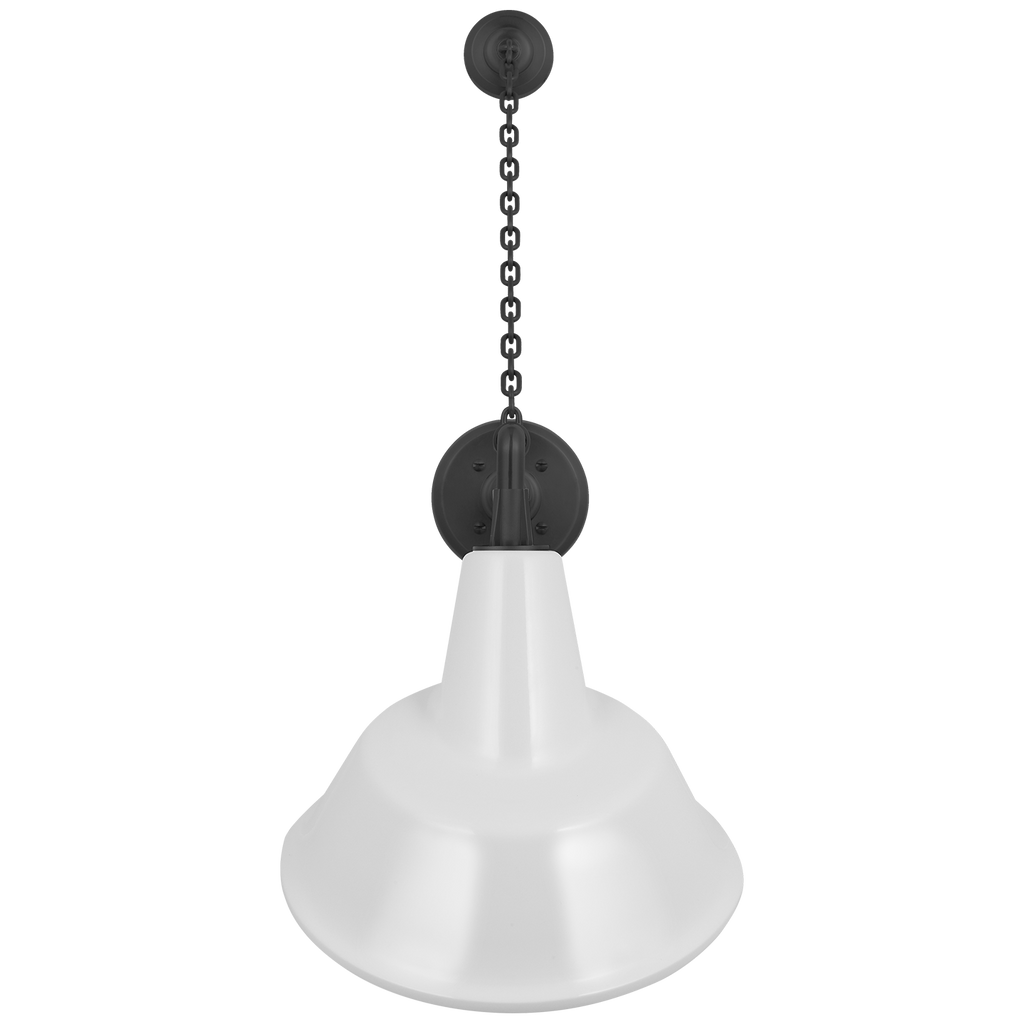 Academy 17.5" Anchored Mack Barn Light | Matte Black | 12.5 | 12.5" White Tilted Bowers Shade