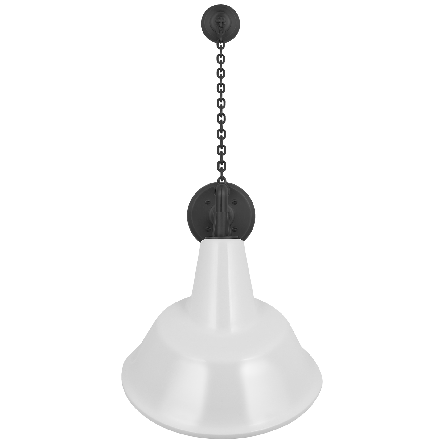 Academy 17.5" Anchored Mack Barn Light | Matte Black | 12.5 | 12.5" White Tilted Bowers Shade