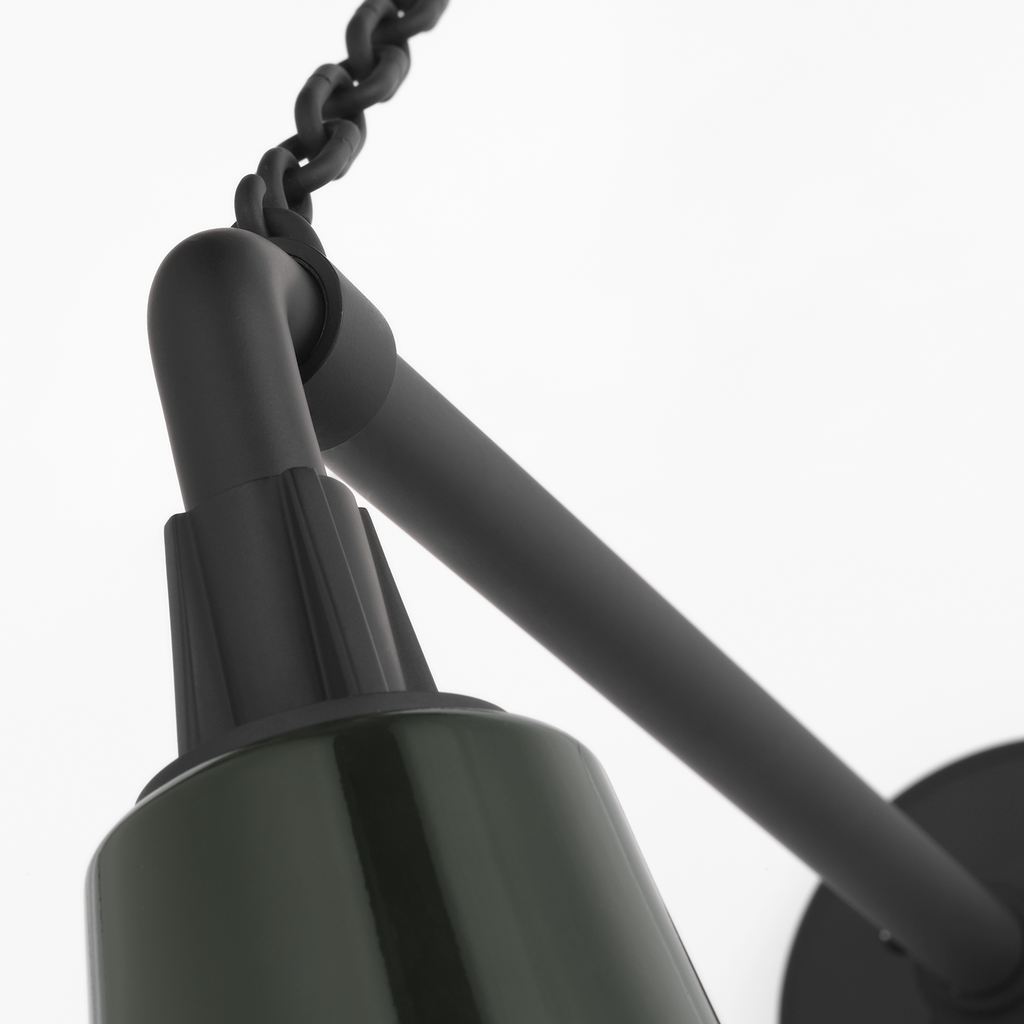 Academy 17.5" Anchored Mack Barn Light | Matte Black | 16 | 16" Green Tilted Bowers Shade