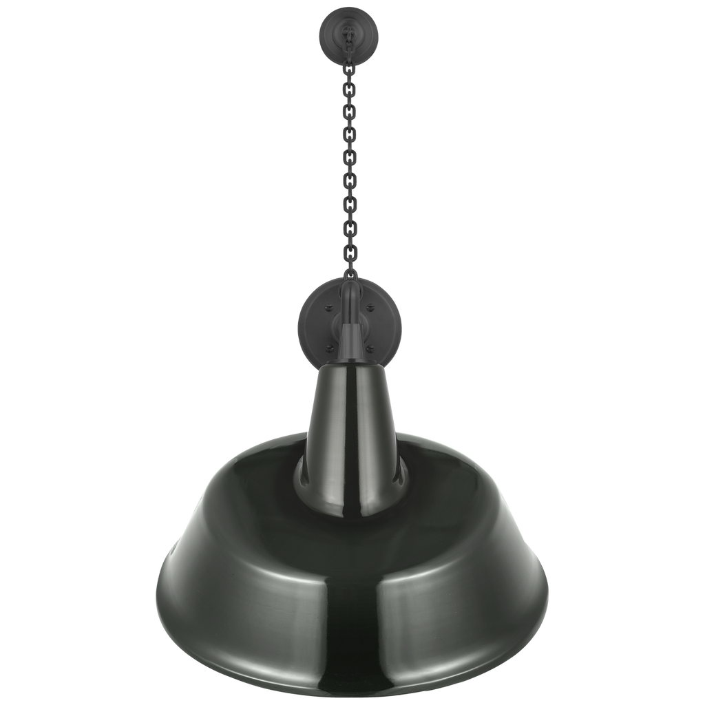 Academy 17.5" Anchored Mack Barn Light | Matte Black | 16 | 16" Green Tilted Bowers Shade