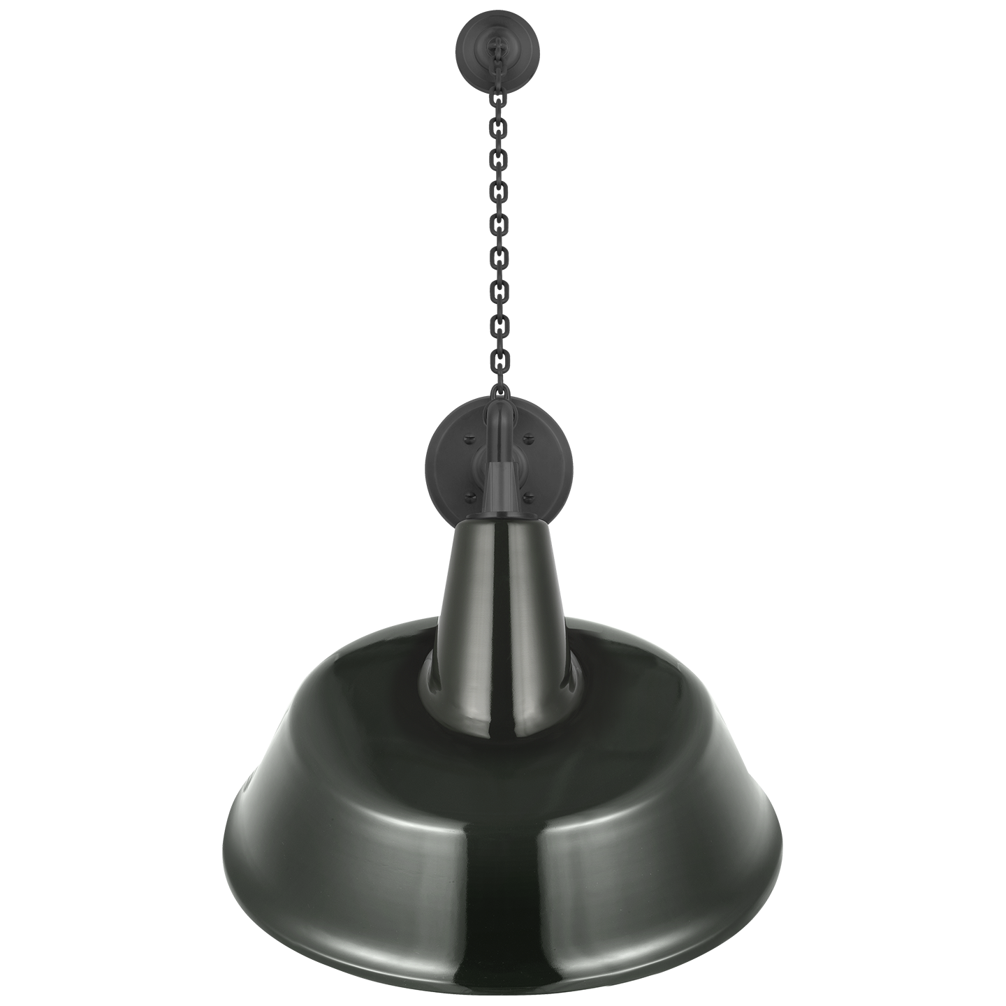 Academy 17.5" Anchored Mack Barn Light | Matte Black | 16 | 16" Green Tilted Bowers Shade