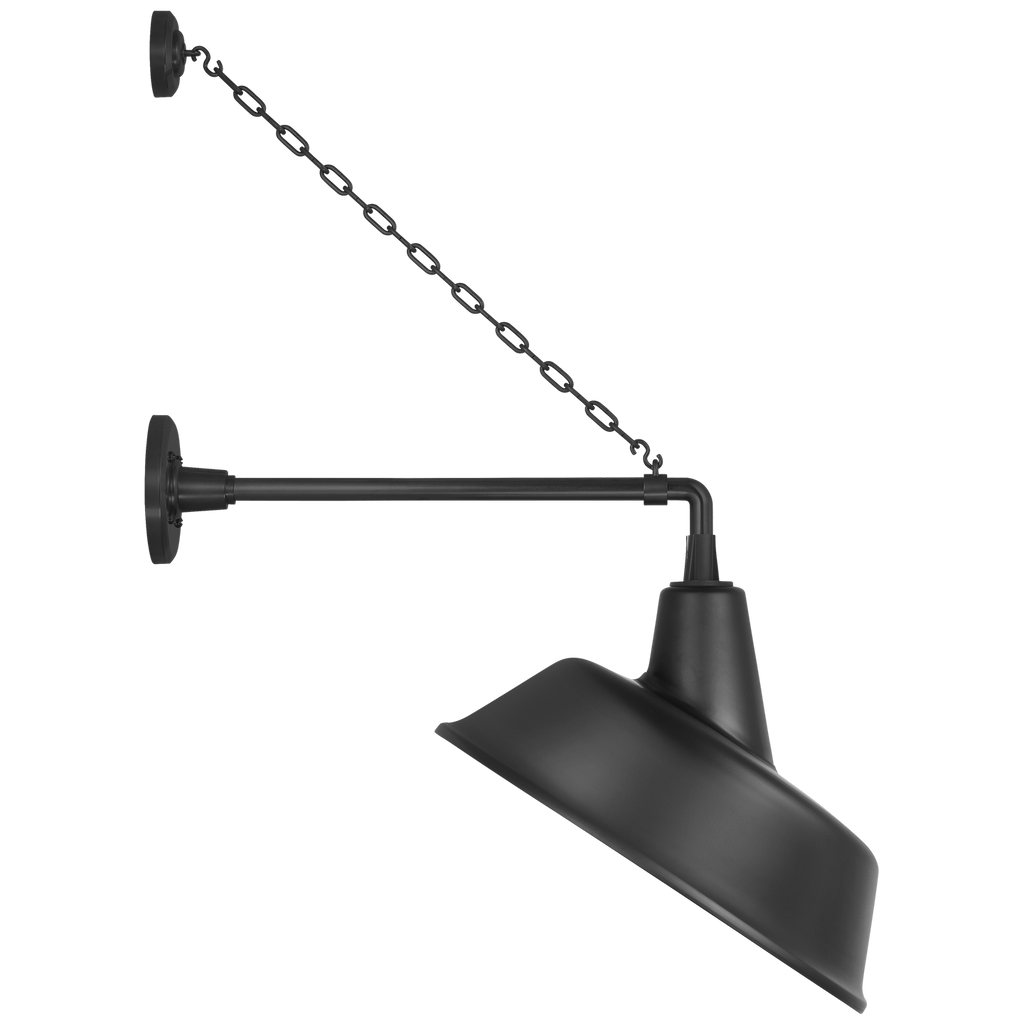 Academy 17.5" Anchored Mack Barn Light | Matte Black | 16 | 16" Matte Black Tilted Bowers Shade