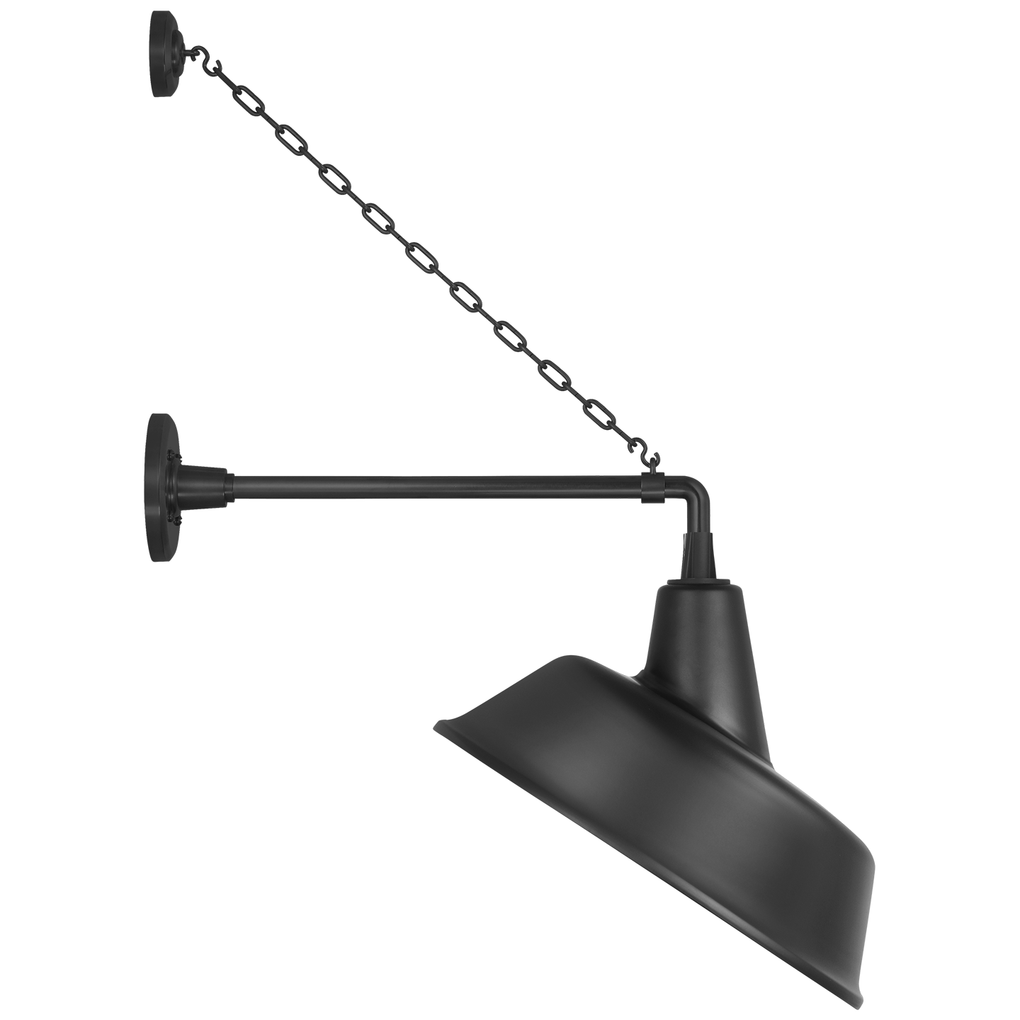 Academy 17.5" Anchored Mack Barn Light | Matte Black | 16 | 16" Matte Black Tilted Bowers Shade