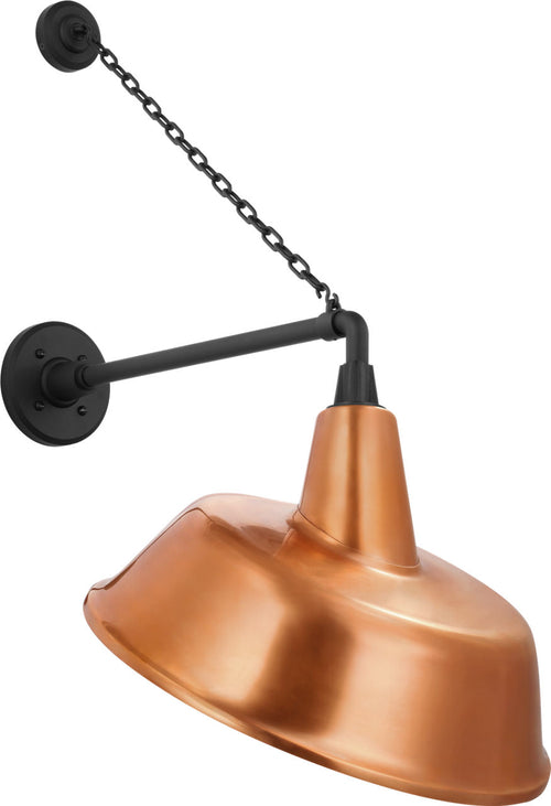 Academy 17.5" Anchored Mack Barn Light | Matte Black | 16 | 16" Soft Copper Tilted Bowers Shade