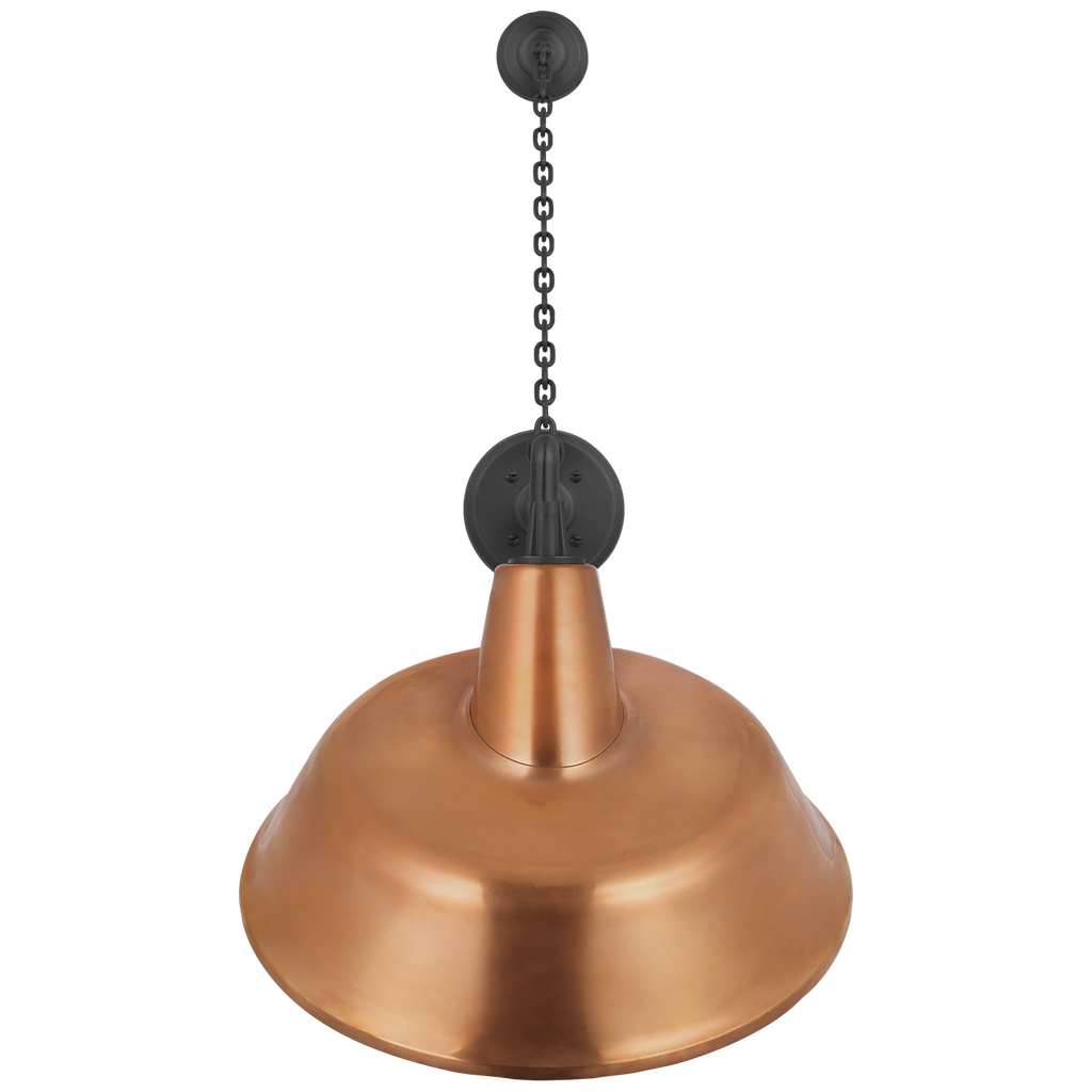 Academy 17.5" Anchored Mack Barn Light | Matte Black | 16 | 16" Soft Copper Tilted Bowers Shade