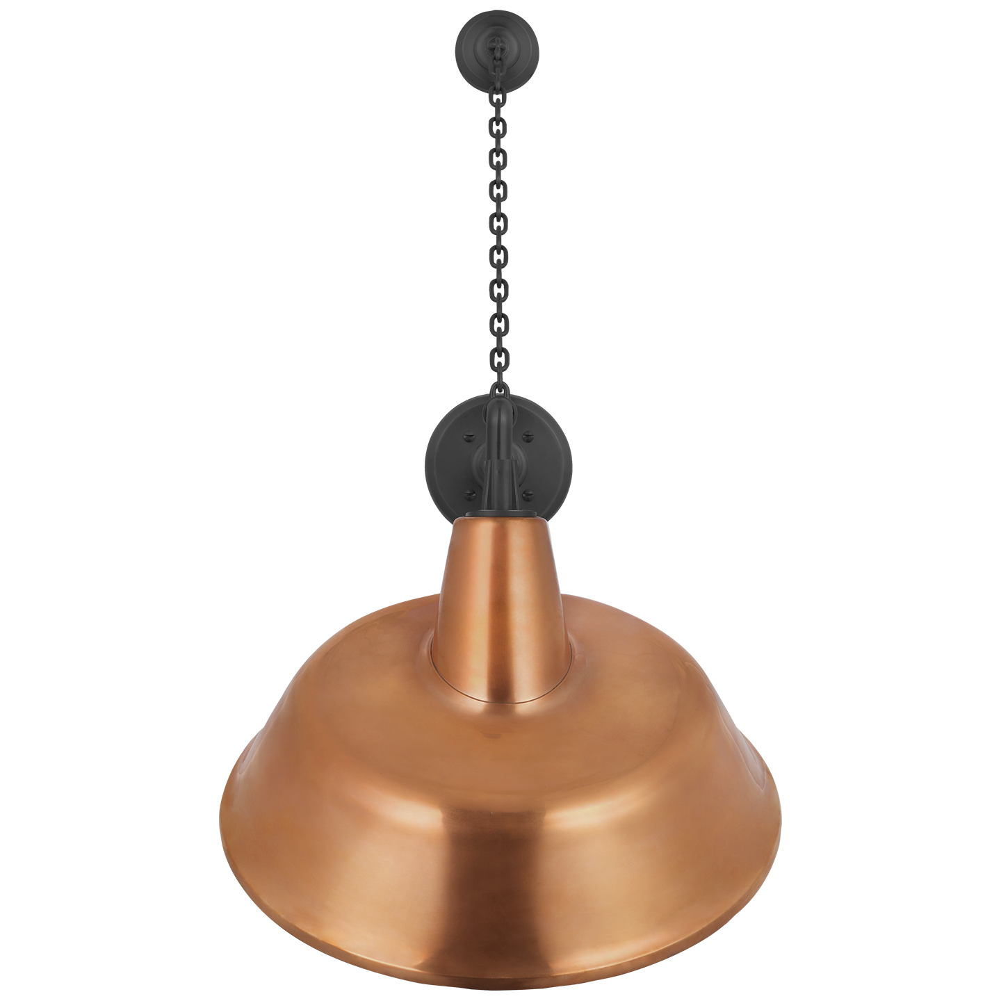 Academy 17.5" Anchored Mack Barn Light | Matte Black | 16 | 16" Soft Copper Tilted Bowers Shade