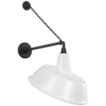Academy 17.5" Anchored Mack Barn Light | Matte Black | 16 | 16" White Tilted Bowers Shade