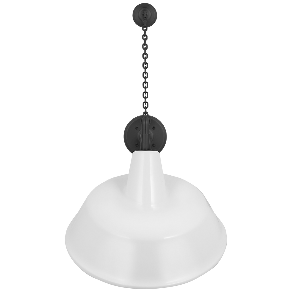 Academy 17.5" Anchored Mack Barn Light | Matte Black | 16 | 16" White Tilted Bowers Shade