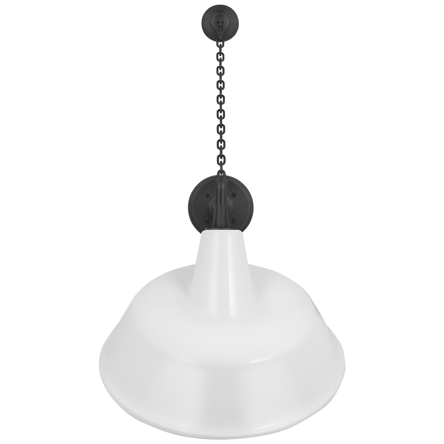 Academy 17.5" Anchored Mack Barn Light | Matte Black | 16 | 16" White Tilted Bowers Shade