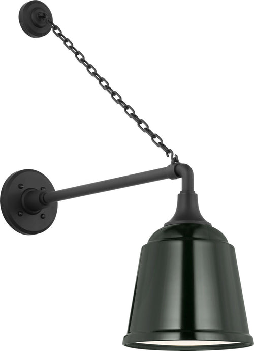 Academy 17.5" Anchored Mack Barn Light | Matte Black | 8 | 8" Green Rockhouse Shade