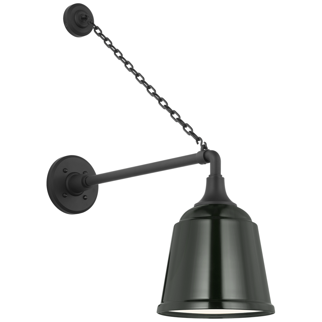 Academy 17.5" Anchored Mack Barn Light | Matte Black | 8 | 8" Green Rockhouse Shade