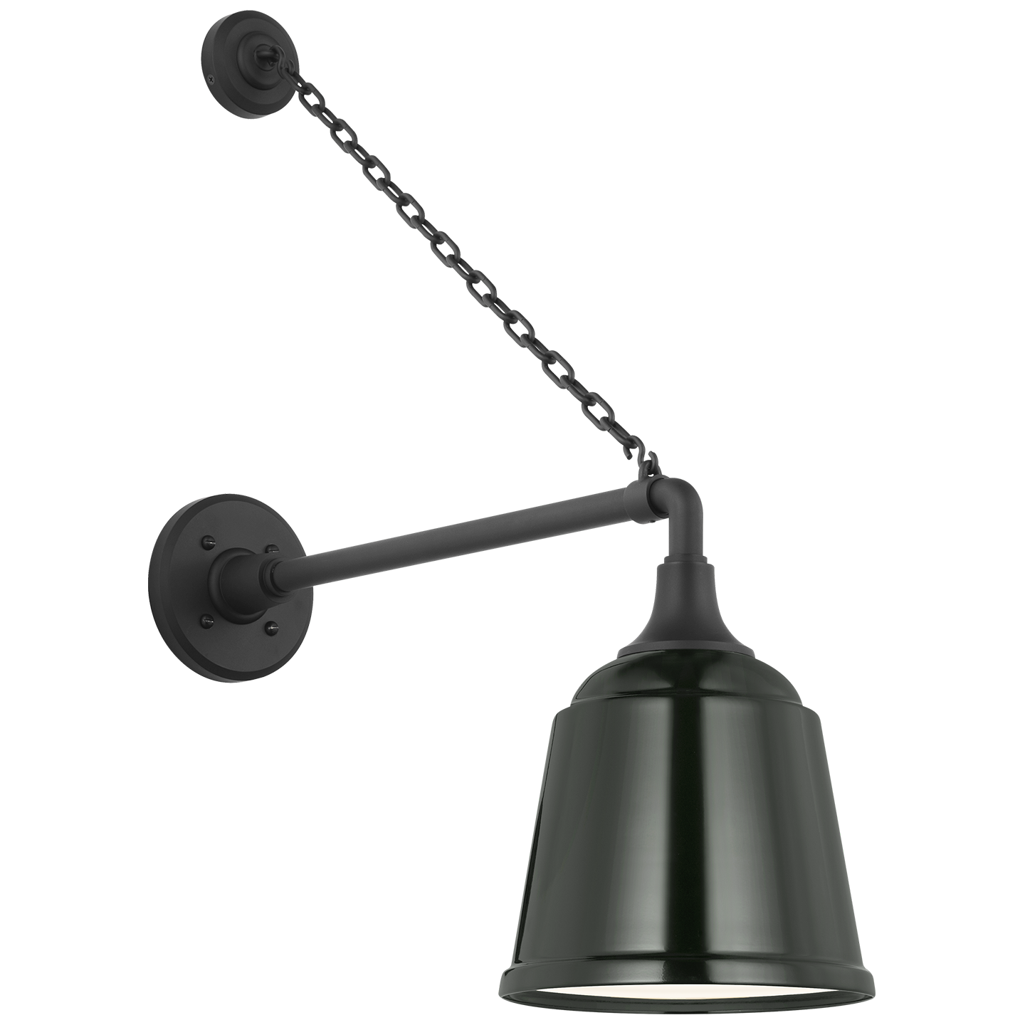 Academy 17.5" Anchored Mack Barn Light | Matte Black | 8 | 8" Green Rockhouse Shade