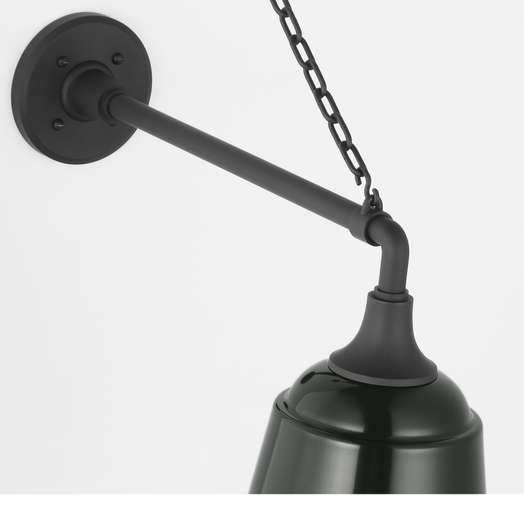 Academy 17.5" Anchored Mack Barn Light | Matte Black | 8 | 8" Green Rockhouse Shade