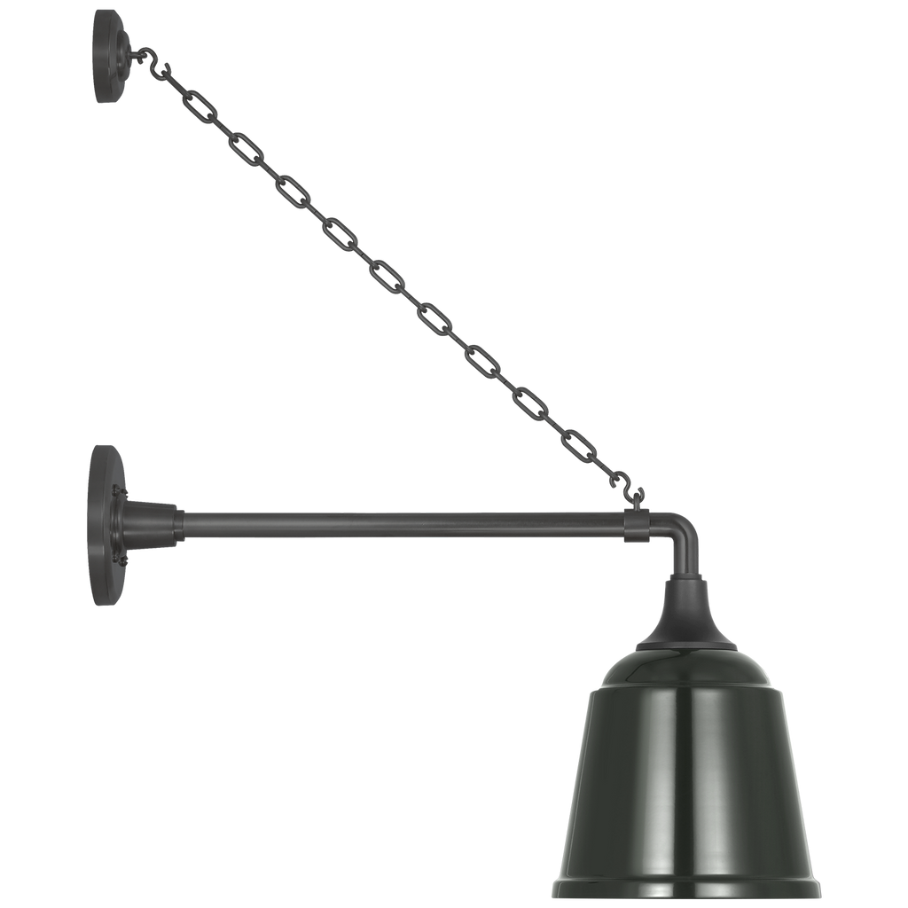 Academy 17.5" Anchored Mack Barn Light | Matte Black | 8 | 8" Green Rockhouse Shade