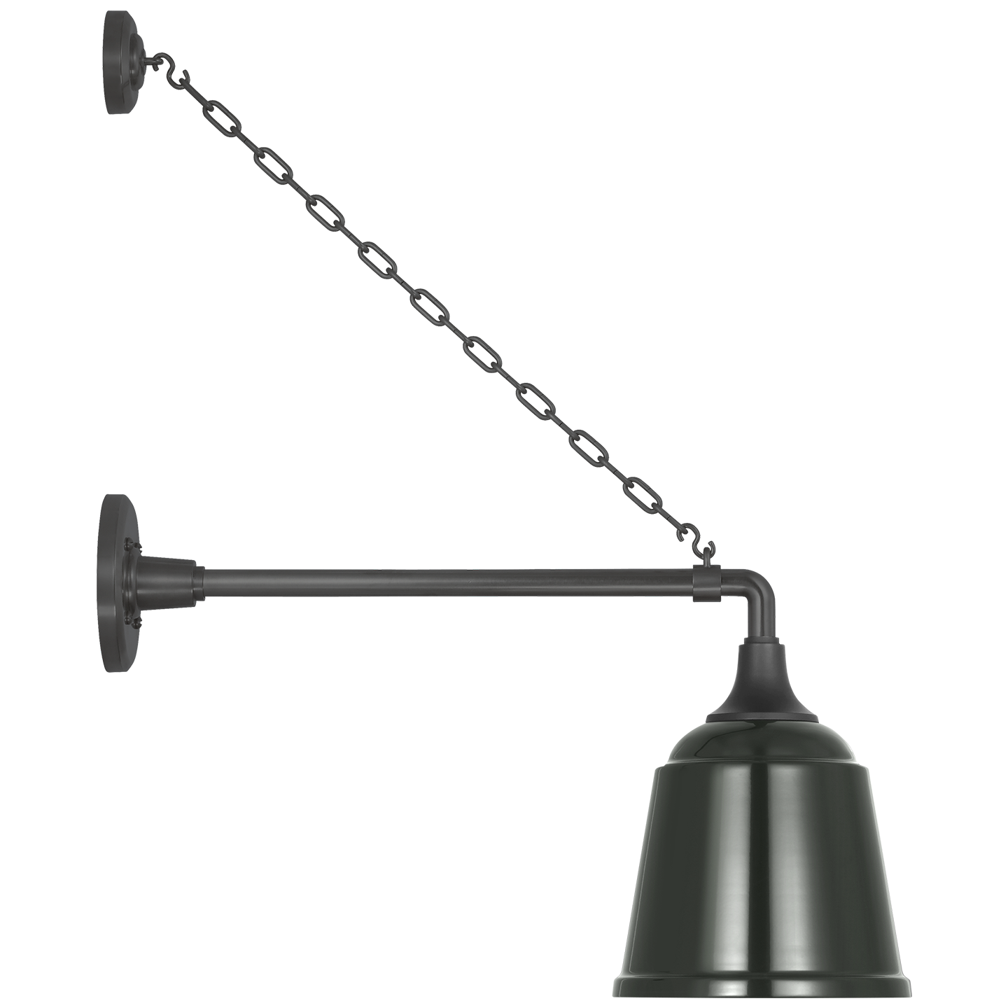 Academy 17.5" Anchored Mack Barn Light | Matte Black | 8 | 8" Green Rockhouse Shade