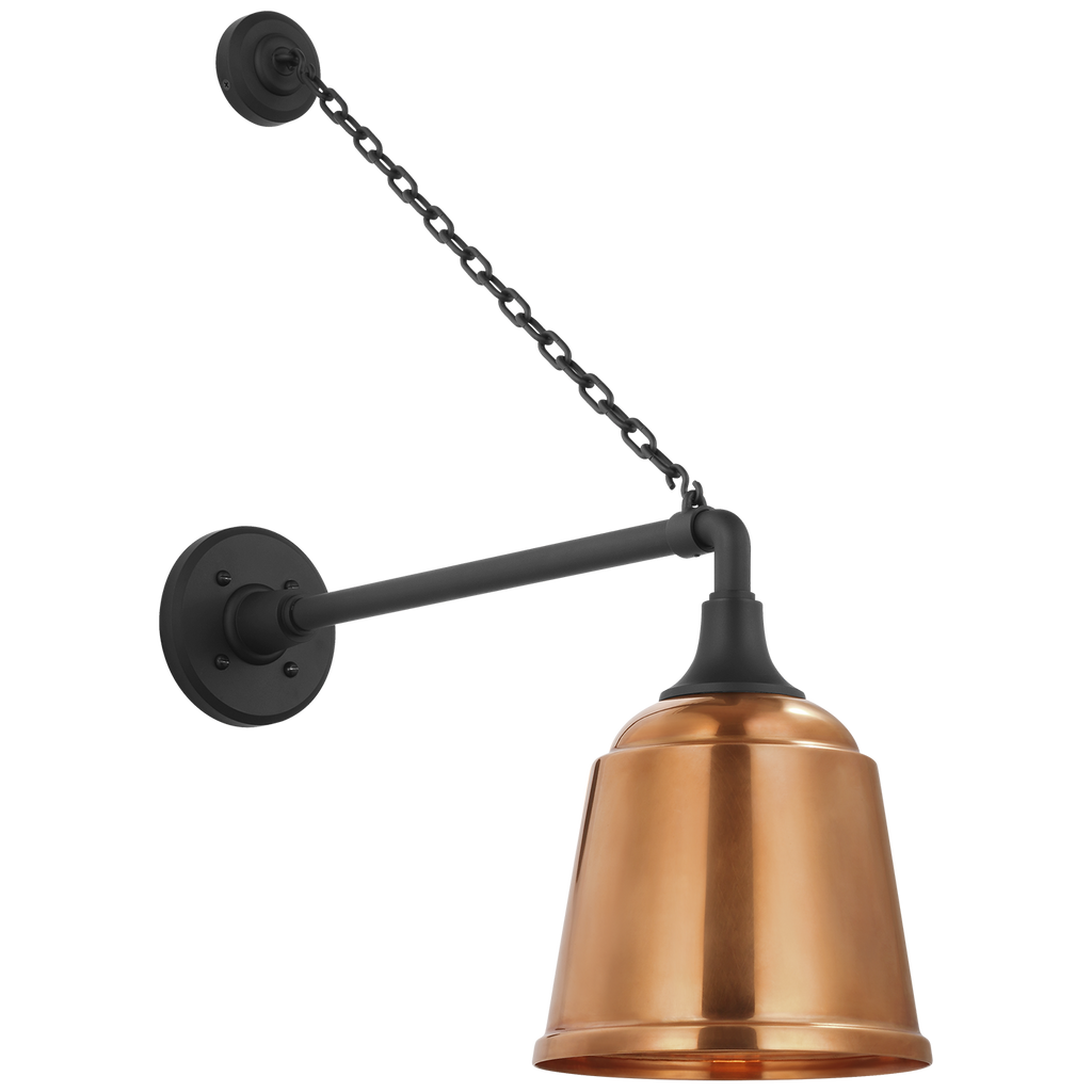 Academy 17.5" Anchored Mack Barn Light | Matte Black | 8 | 8" Soft Copper Rockhouse Shade