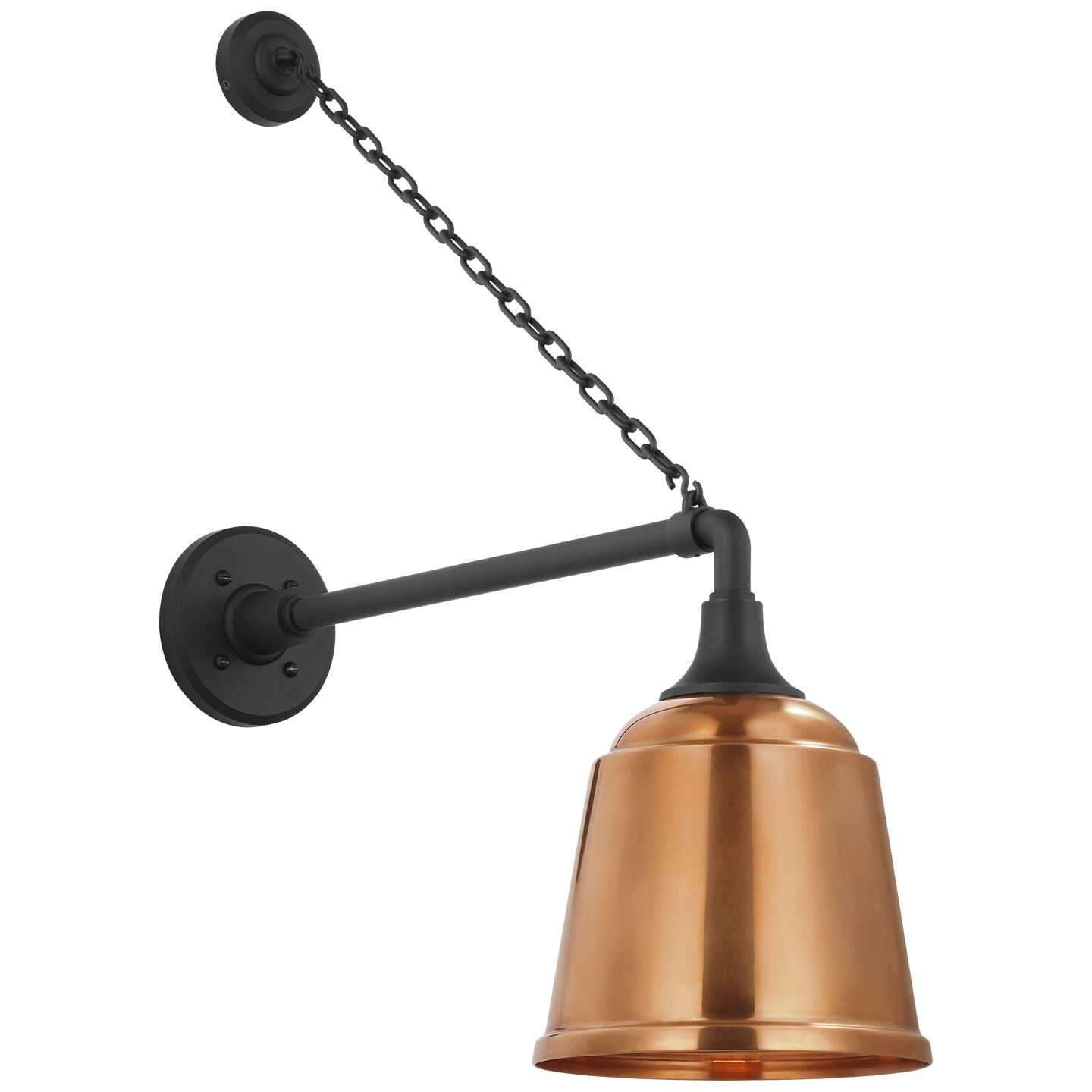 Academy 17.5" Anchored Mack Barn Light | Matte Black | 8 | 8" Soft Copper Rockhouse Shade