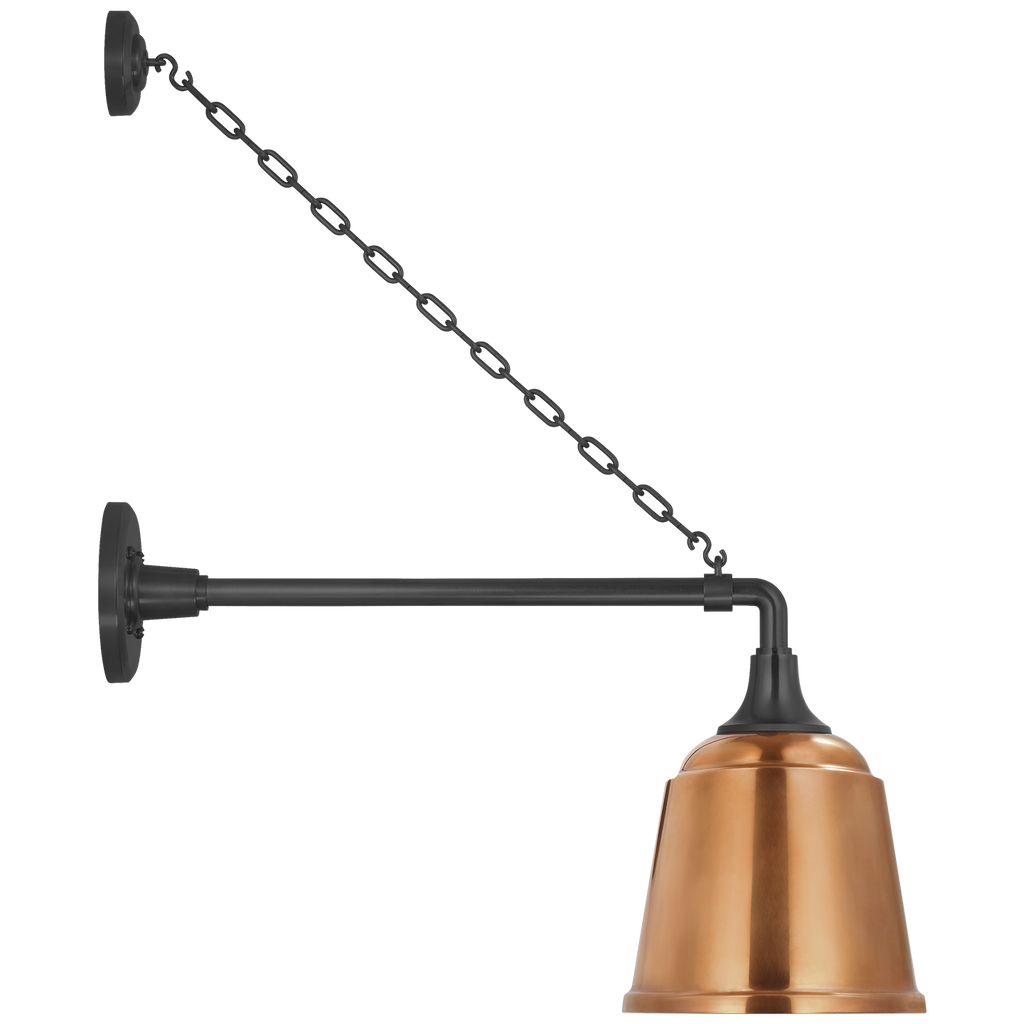 Academy 17.5" Anchored Mack Barn Light | Matte Black | 8 | 8" Soft Copper Rockhouse Shade