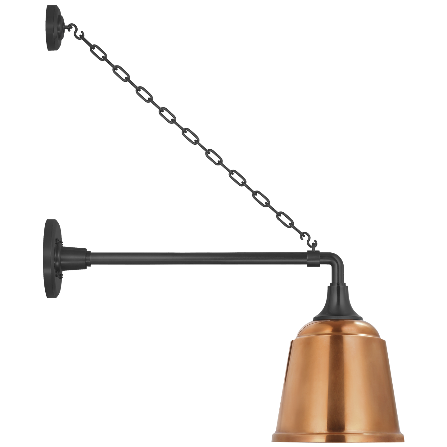Academy 17.5" Anchored Mack Barn Light | Matte Black | 8 | 8" Soft Copper Rockhouse Shade