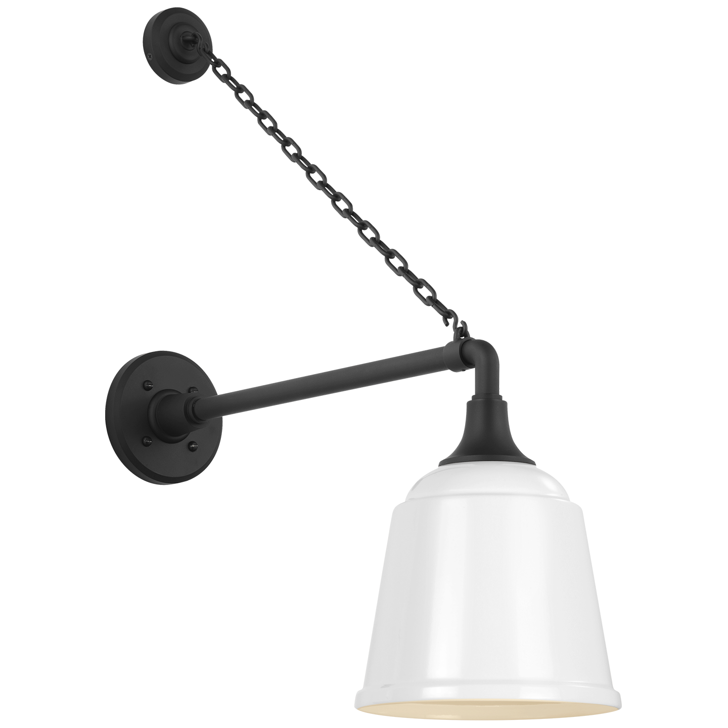 Academy 17.5" Anchored Mack Barn Light | Matte Black | 8 | 8" White Rockhouse Shade