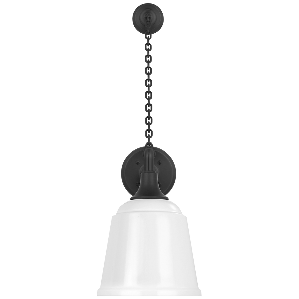 Academy 17.5" Anchored Mack Barn Light | Matte Black | 8 | 8" White Rockhouse Shade
