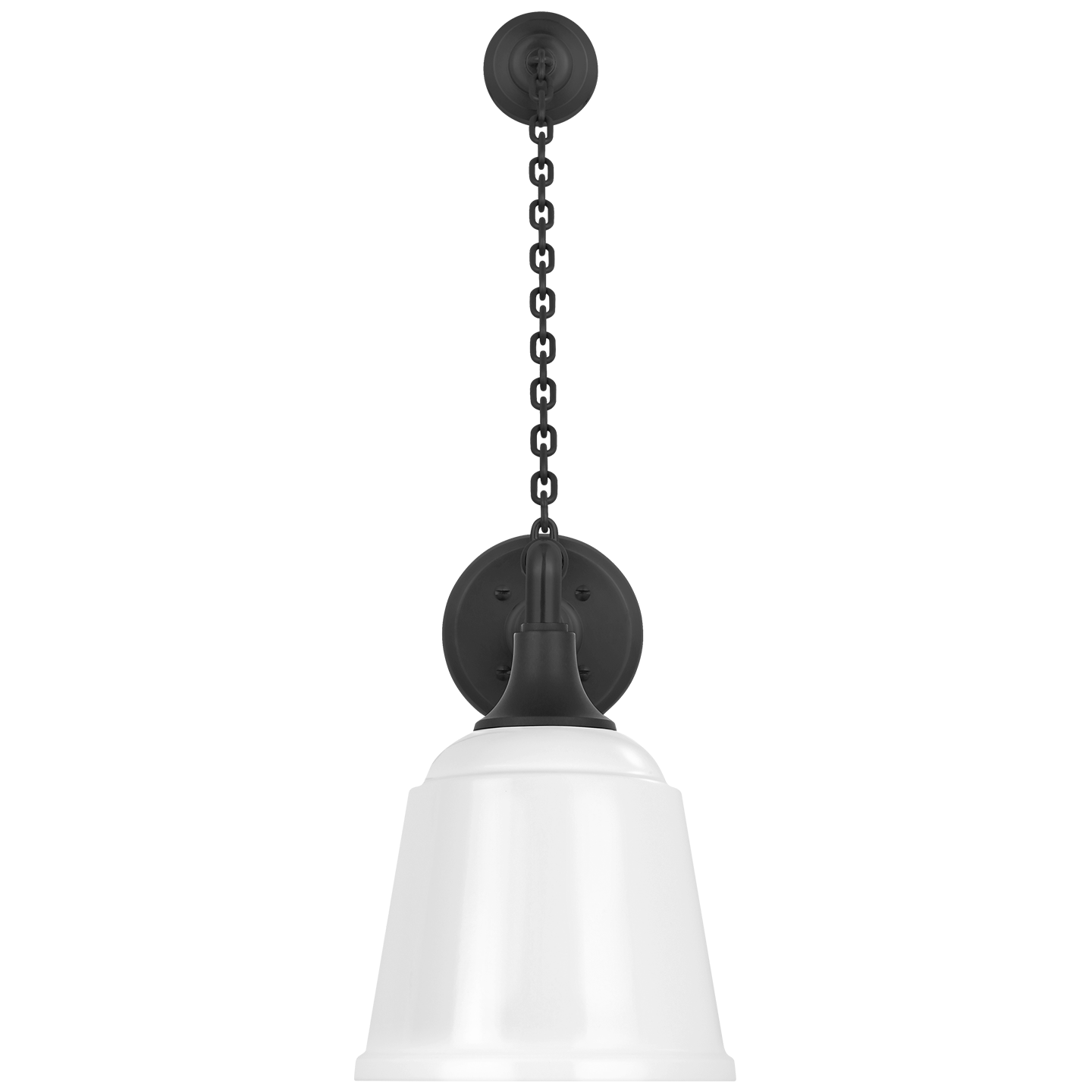 Academy 17.5" Anchored Mack Barn Light | Matte Black | 8 | 8" White Rockhouse Shade