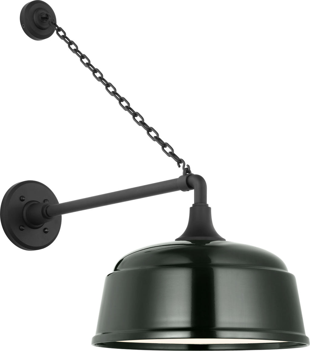 Academy 17.5" Anchored Mack Barn Light | Matte Black | 12.5 | 12.5" Green Rockhouse Shade