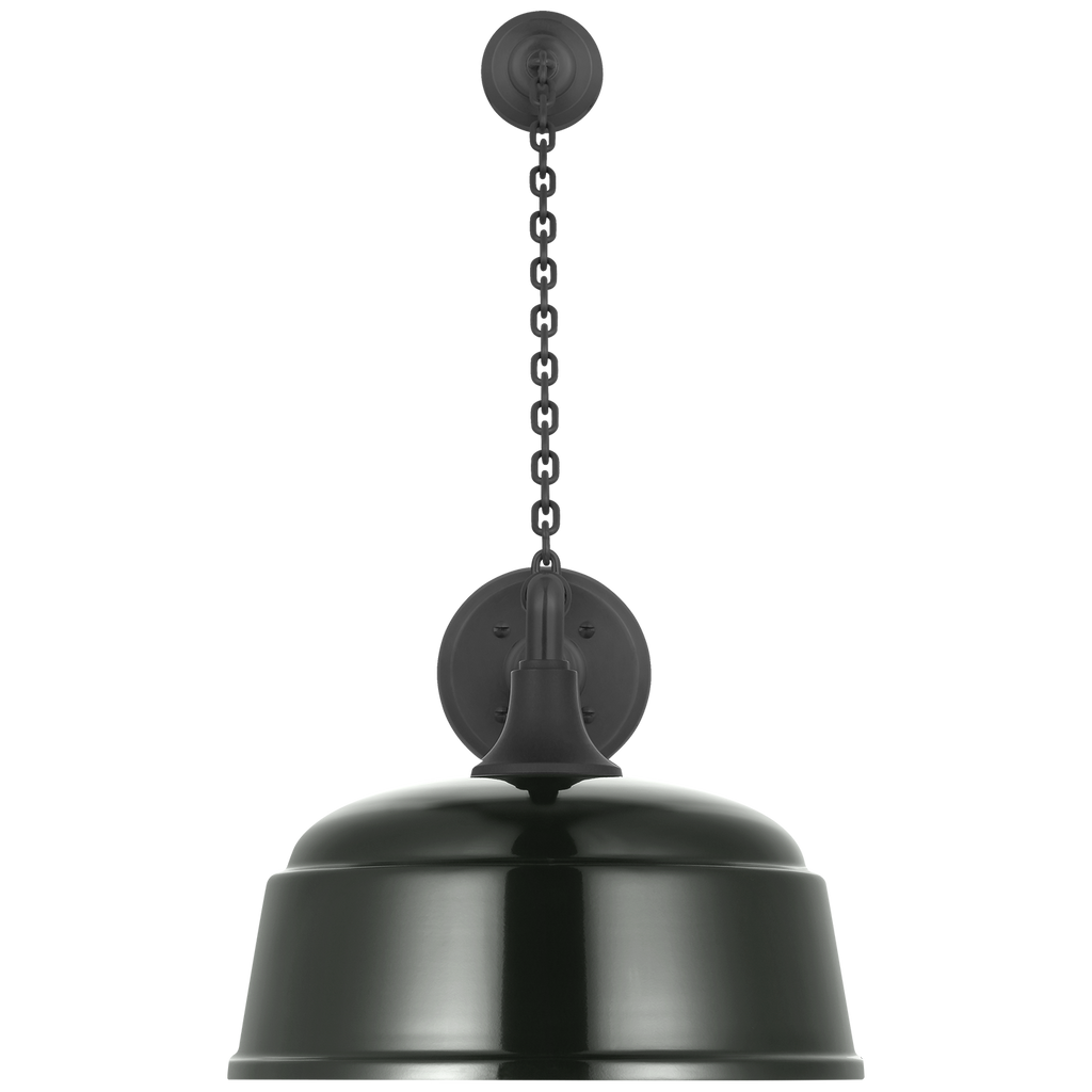 Academy 17.5" Anchored Mack Barn Light | Matte Black | 12.5 | 12.5" Green Rockhouse Shade