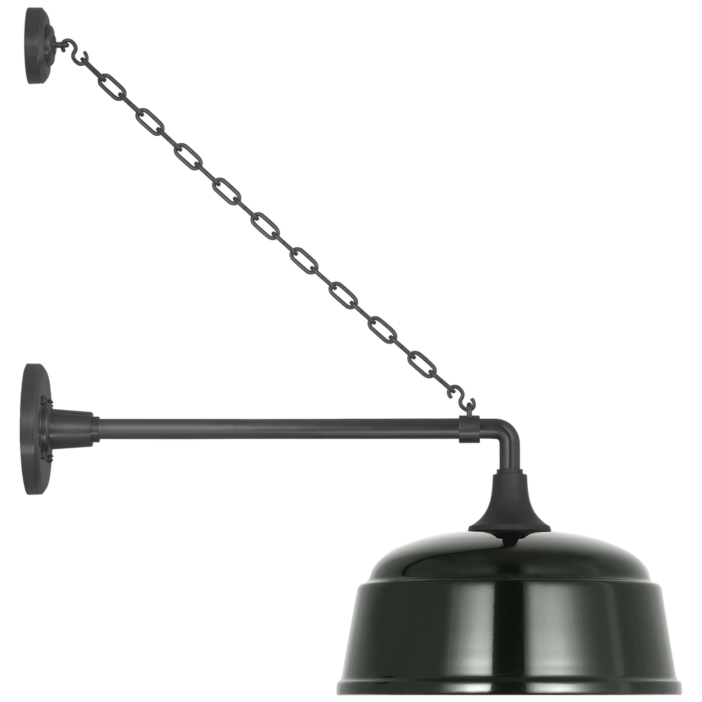 Academy 17.5" Anchored Mack Barn Light | Matte Black | 12.5 | 12.5" Green Rockhouse Shade