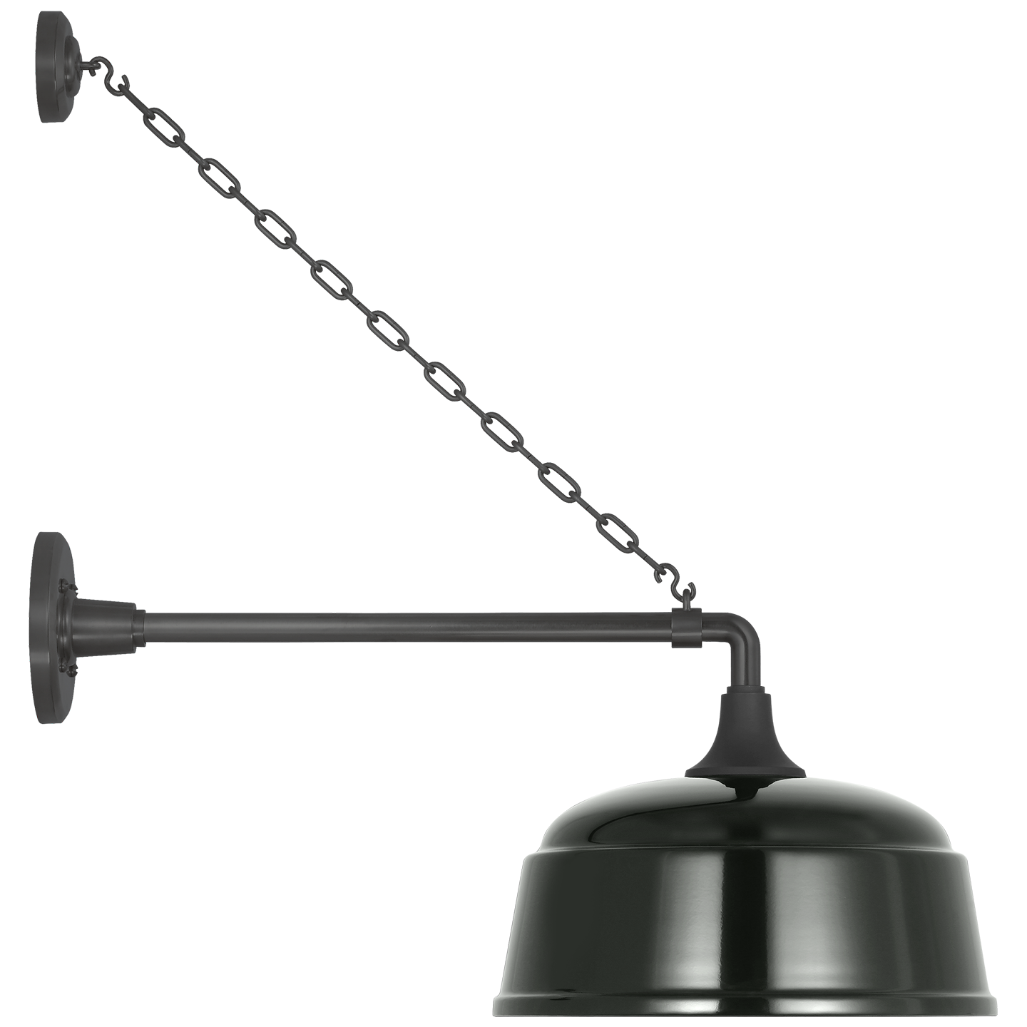 Academy 17.5" Anchored Mack Barn Light | Matte Black | 12.5 | 12.5" Green Rockhouse Shade