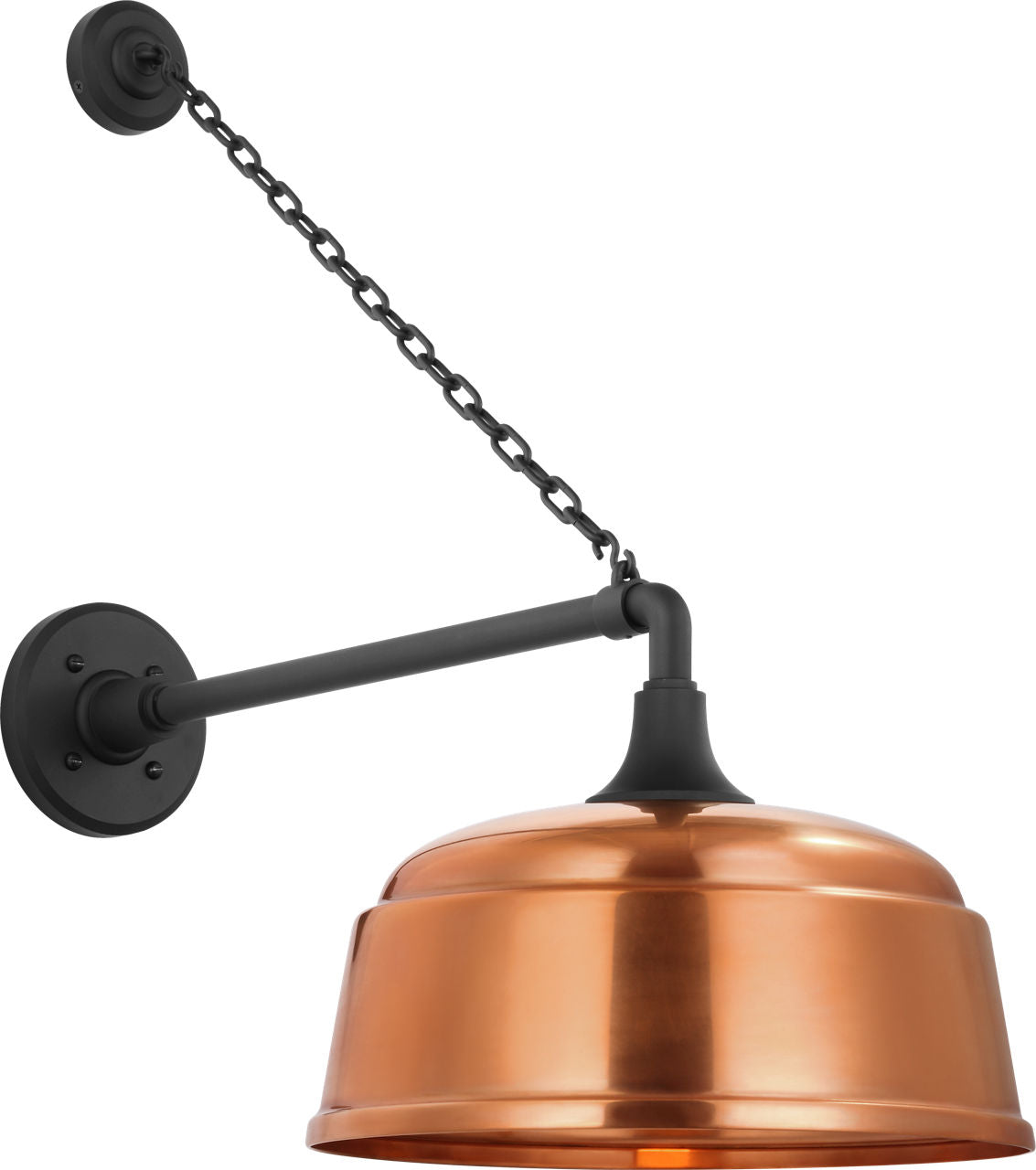 Academy 17.5" Anchored Mack Barn Light | Matte Black | 12.5 | 12.5" Soft Copper Rockhouse Shade