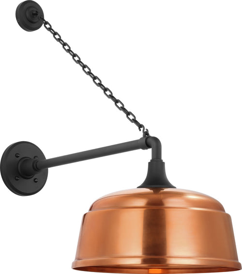 Academy 17.5" Anchored Mack Barn Light | Matte Black | 12.5 | 12.5" Soft Copper Rockhouse Shade