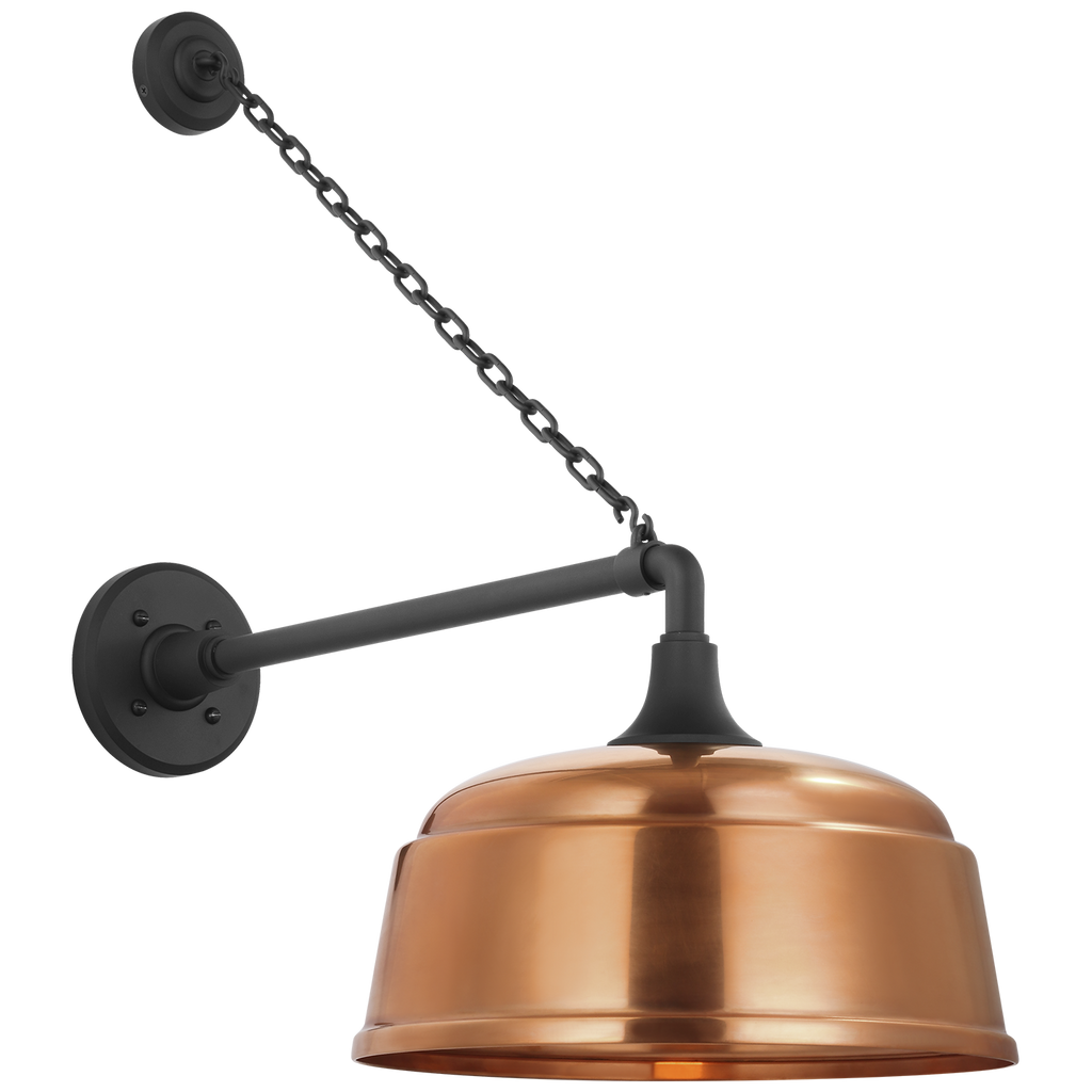 Academy 17.5" Anchored Mack Barn Light | Matte Black | 12.5 | 12.5" Soft Copper Rockhouse Shade