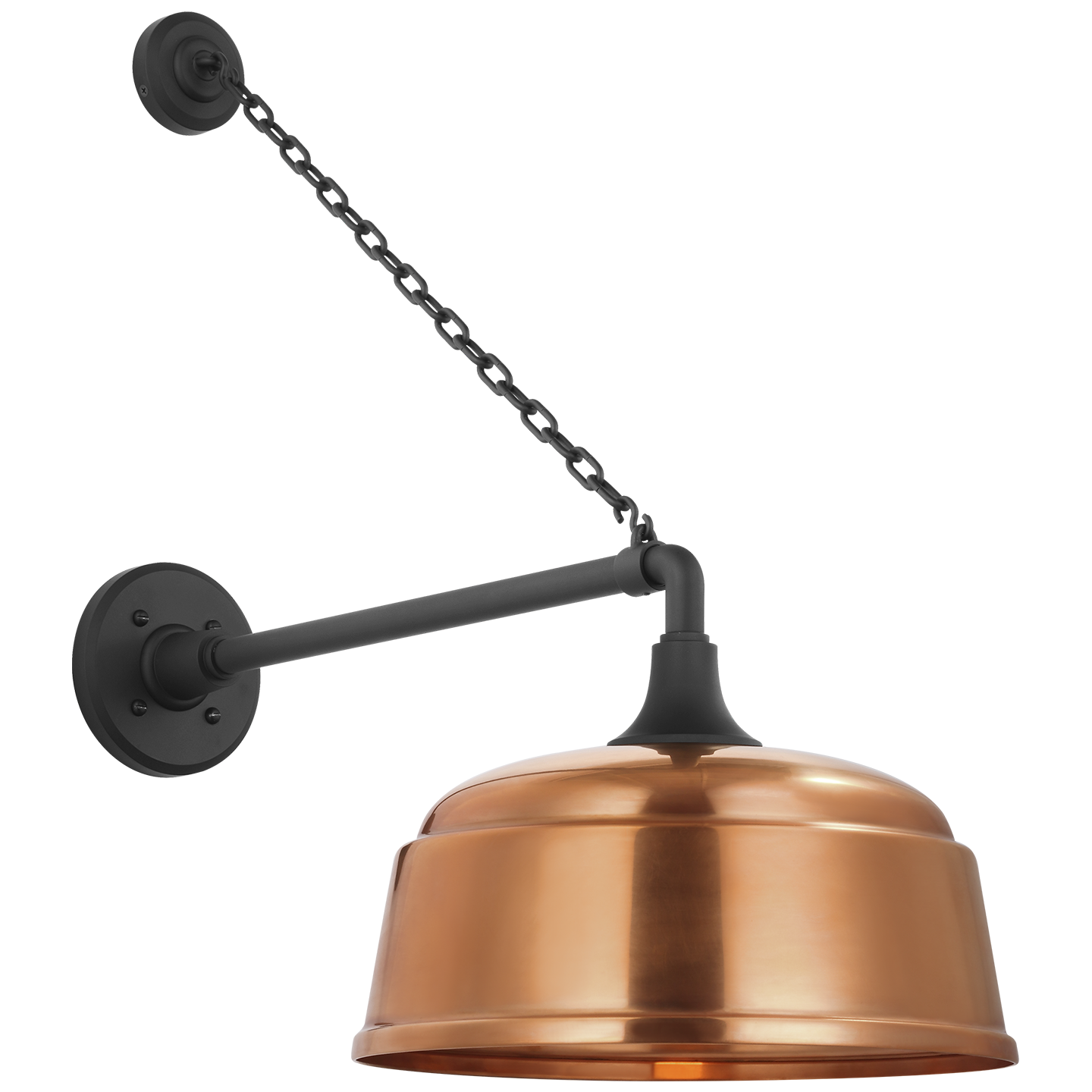 Academy 17.5" Anchored Mack Barn Light | Matte Black | 12.5 | 12.5" Soft Copper Rockhouse Shade